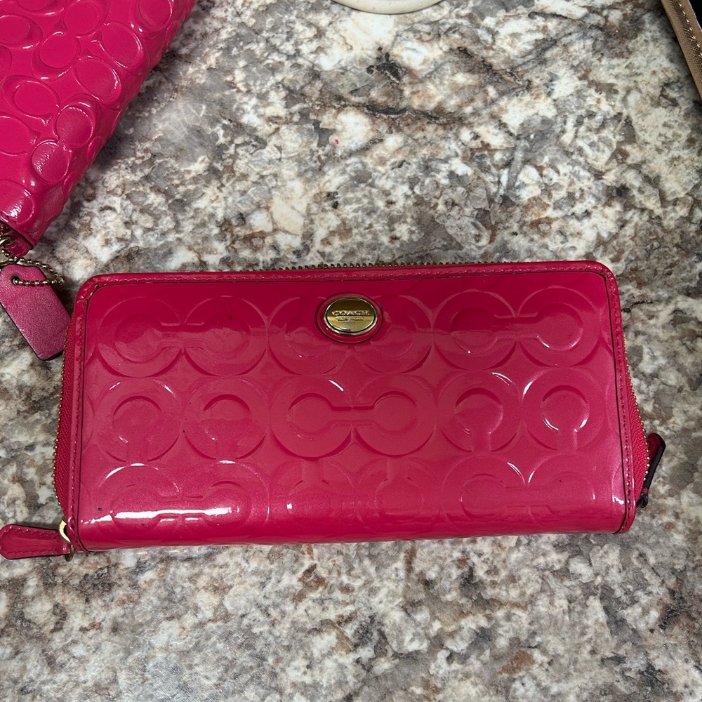 Coach Long Zip Around Embossed Wallet
